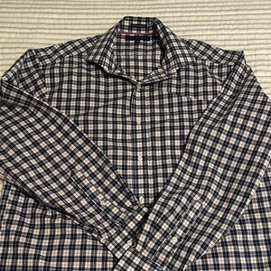 Tommy Hilfiger Men's Navy and White Checkered Shirt